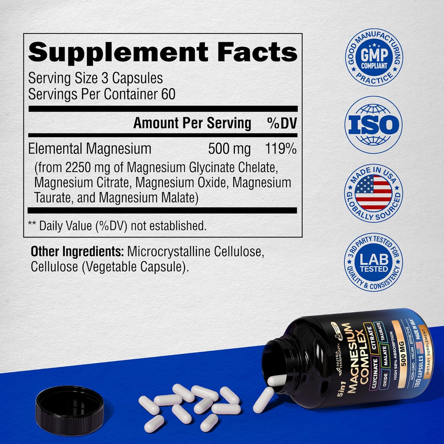 Magnesium 5-in-1 Complex | Glycinate, Citrate, Oxide, Malate