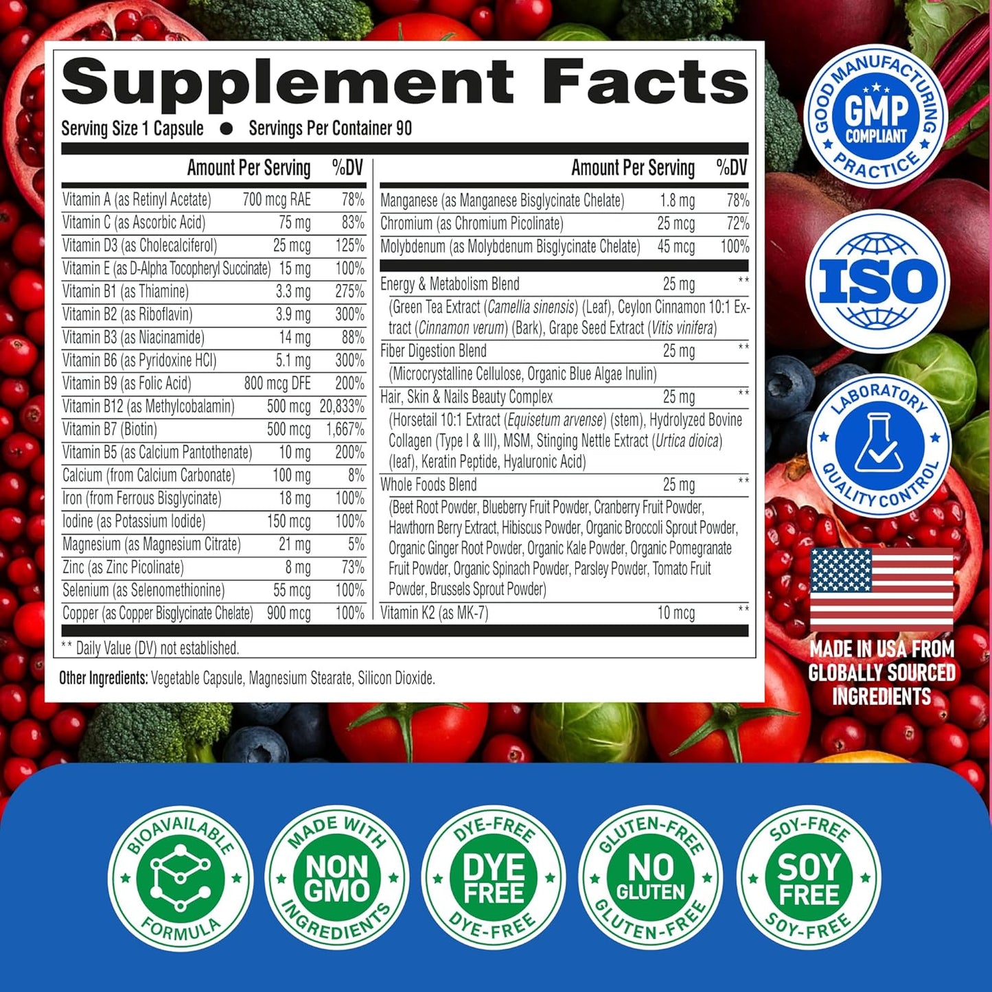 Complete 46-in-1 Multivitamin for Men | 90 Capsules, 90-Day Supply