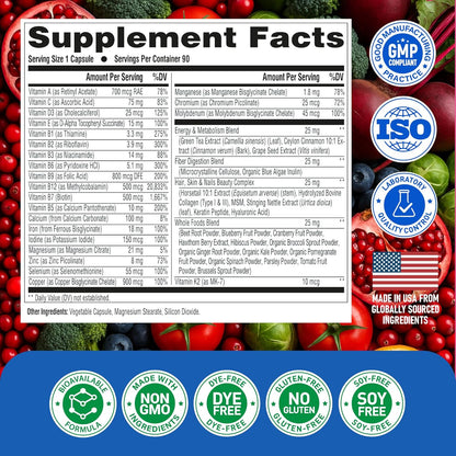 Complete 46-in-1 Multivitamin for Men | 90 Capsules, 90-Day Supply