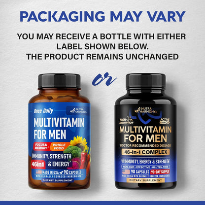 Complete 46-in-1 Multivitamin for Men | 90 Capsules, 90-Day Supply