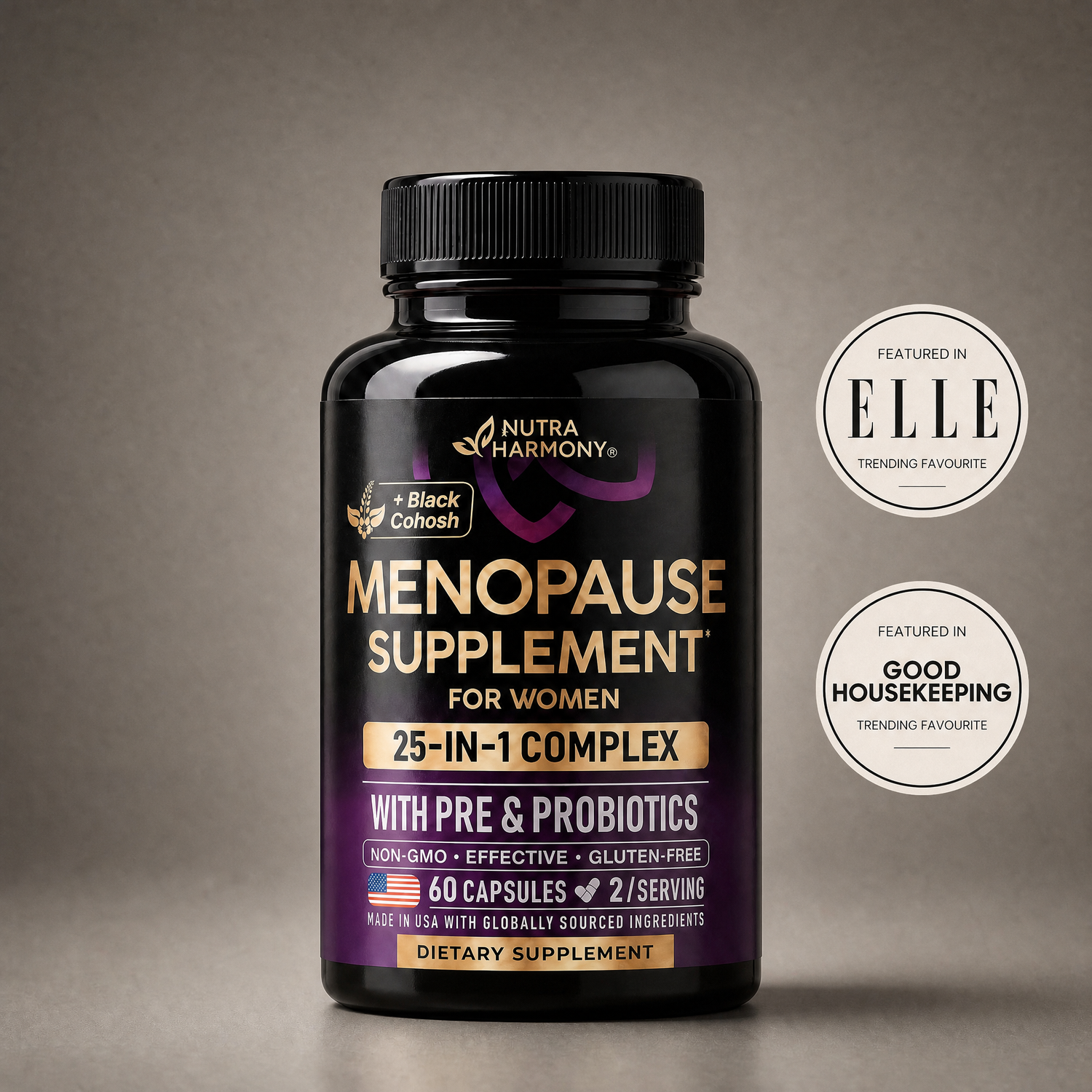 NutraHarmony Menopause Blend — 25-in-1 HRT Alternative for Mood Swings, Night Sweats & Midlife Weight