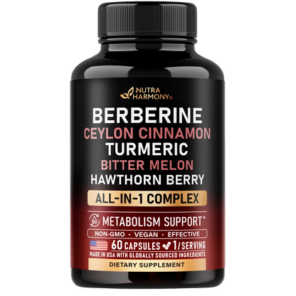 Berberine, Ceylon Cinnamon, Turmeric, ACV & Bitter Melon Complex Capsules