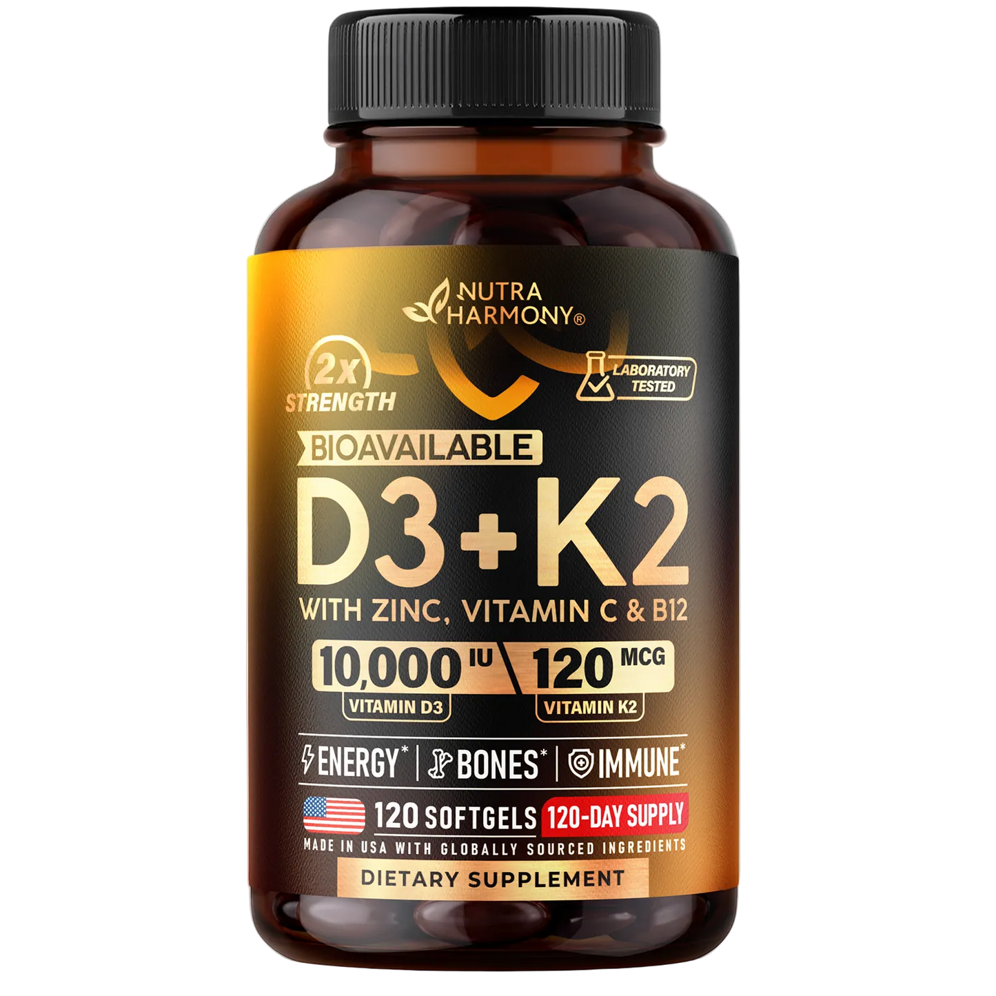 Vitamin D3 K2 Softgels For Immune & Mood Support