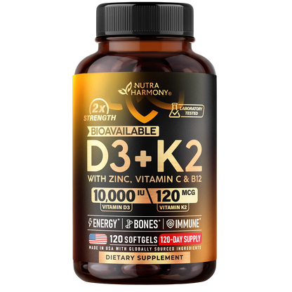 Vitamin D3 K2 Softgels For Immune & Mood Support