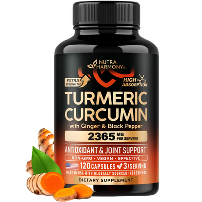 Turmeric Curcumin Supplement with Ginger & Black Pepper: Highly Bioavailable & Extra Strength