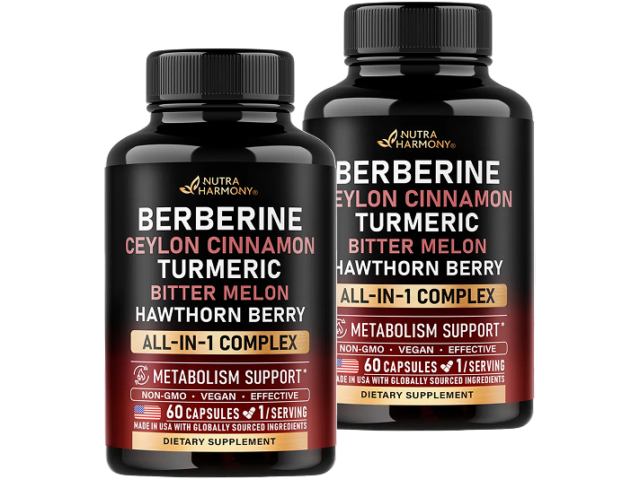 Two bottle supply of NutraHarmony Berberine Blend