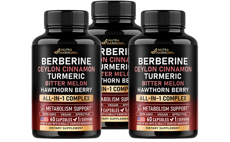Three bottle supply of NutraHarmony Berberine Blend