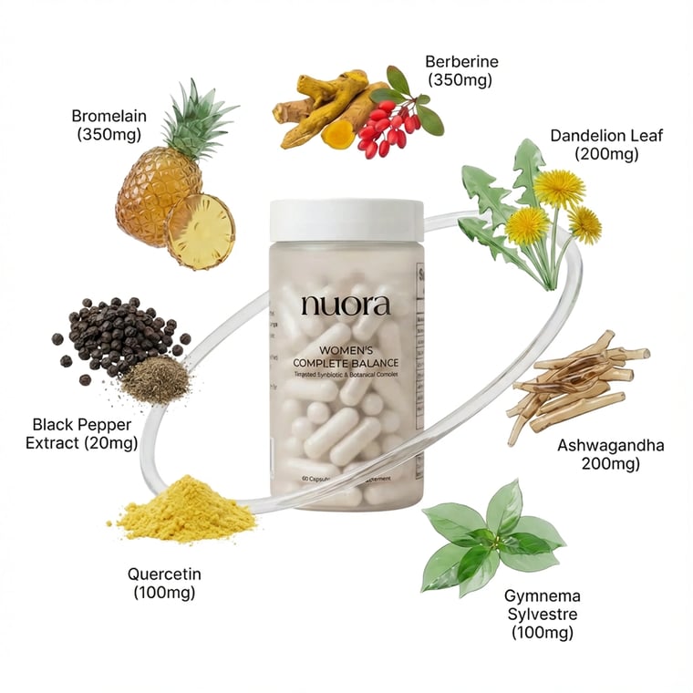 Nuora bottle with botanical ingredients