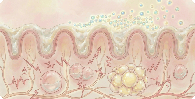 Gut lining with biofilm accumulation