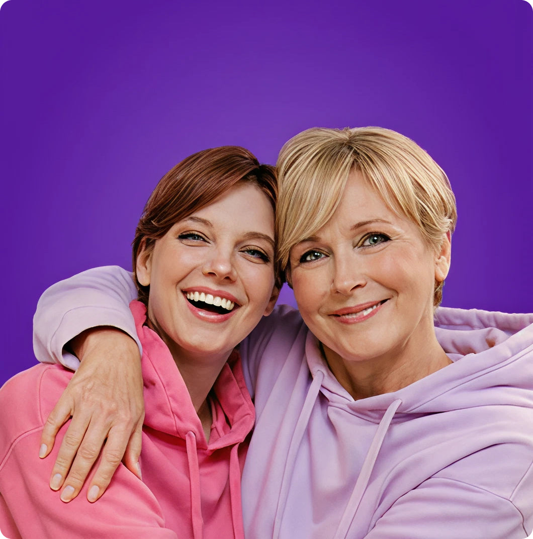 Two women smiling together