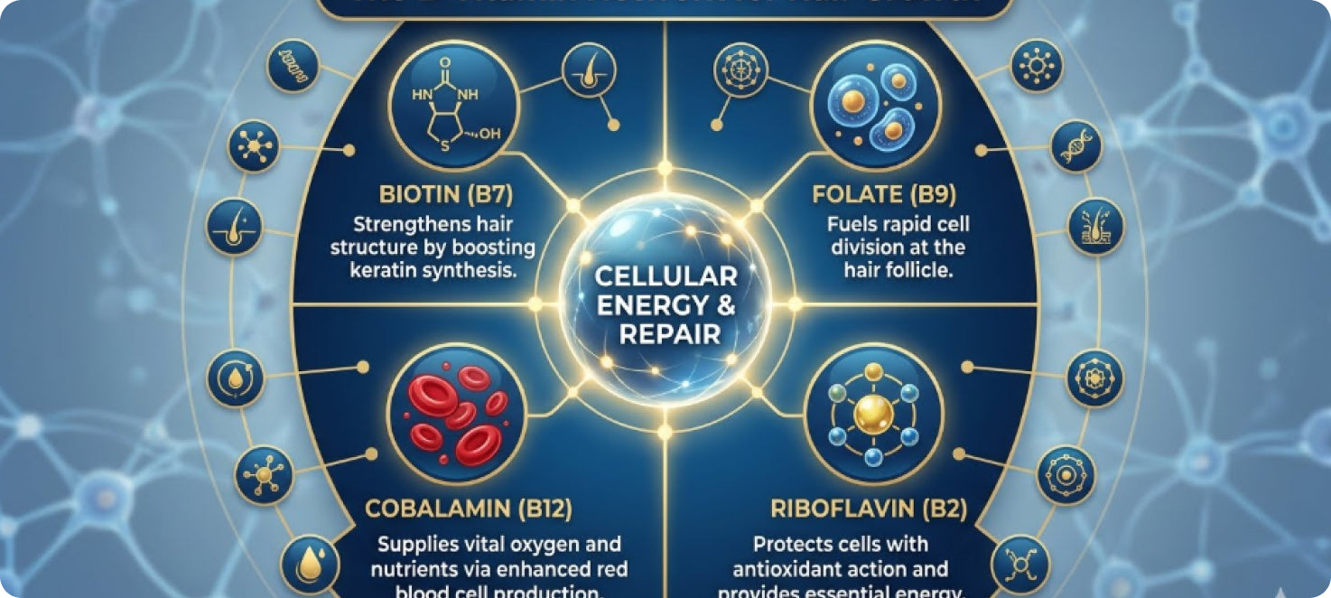 B-vitamin cofactor illustration showing follicle support