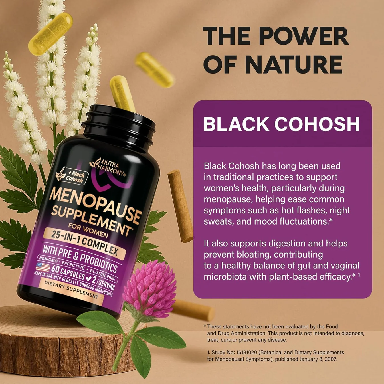Black cohosh ingredient support panel